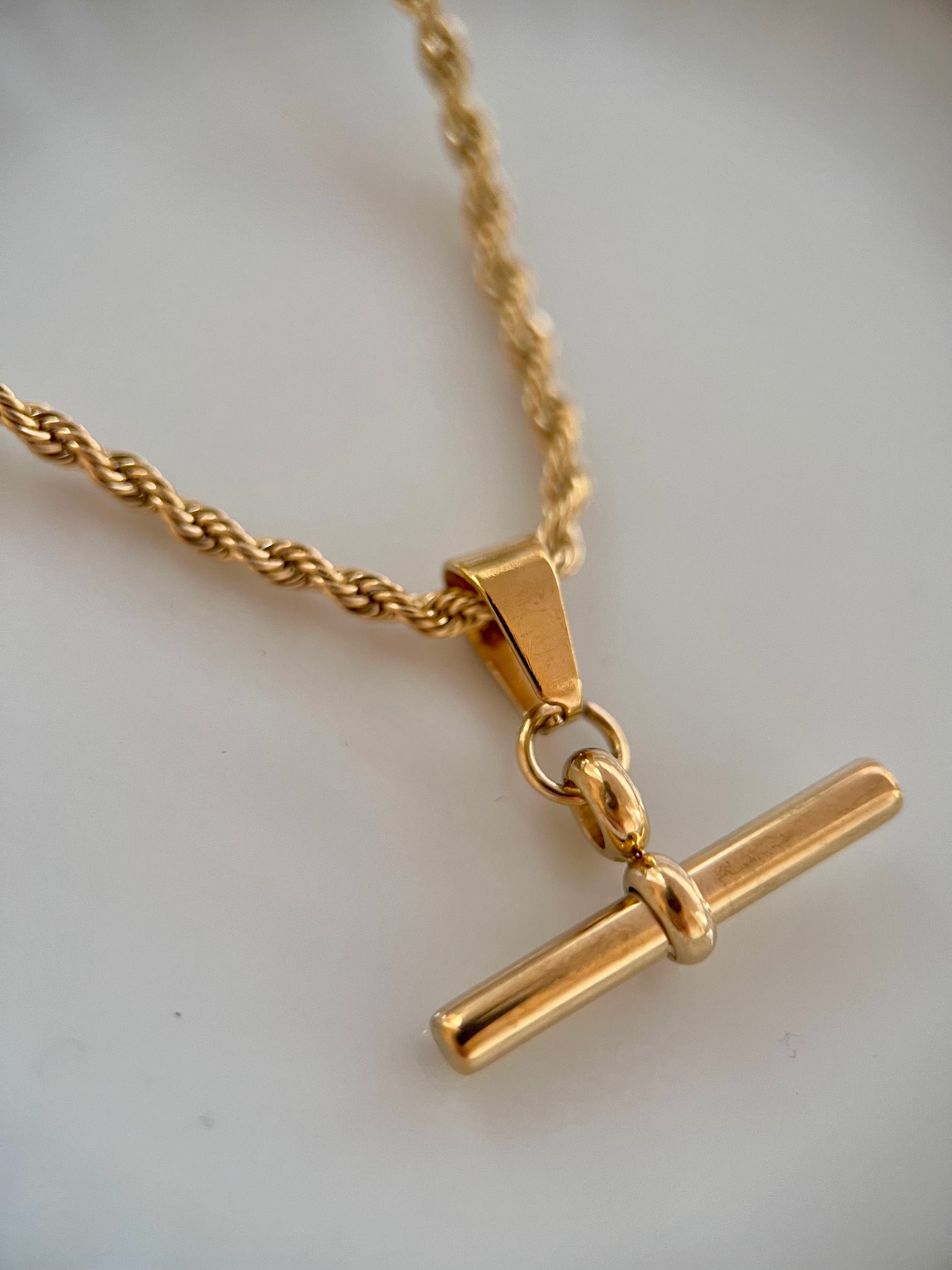 T Bar Twist Chain Necklace-2