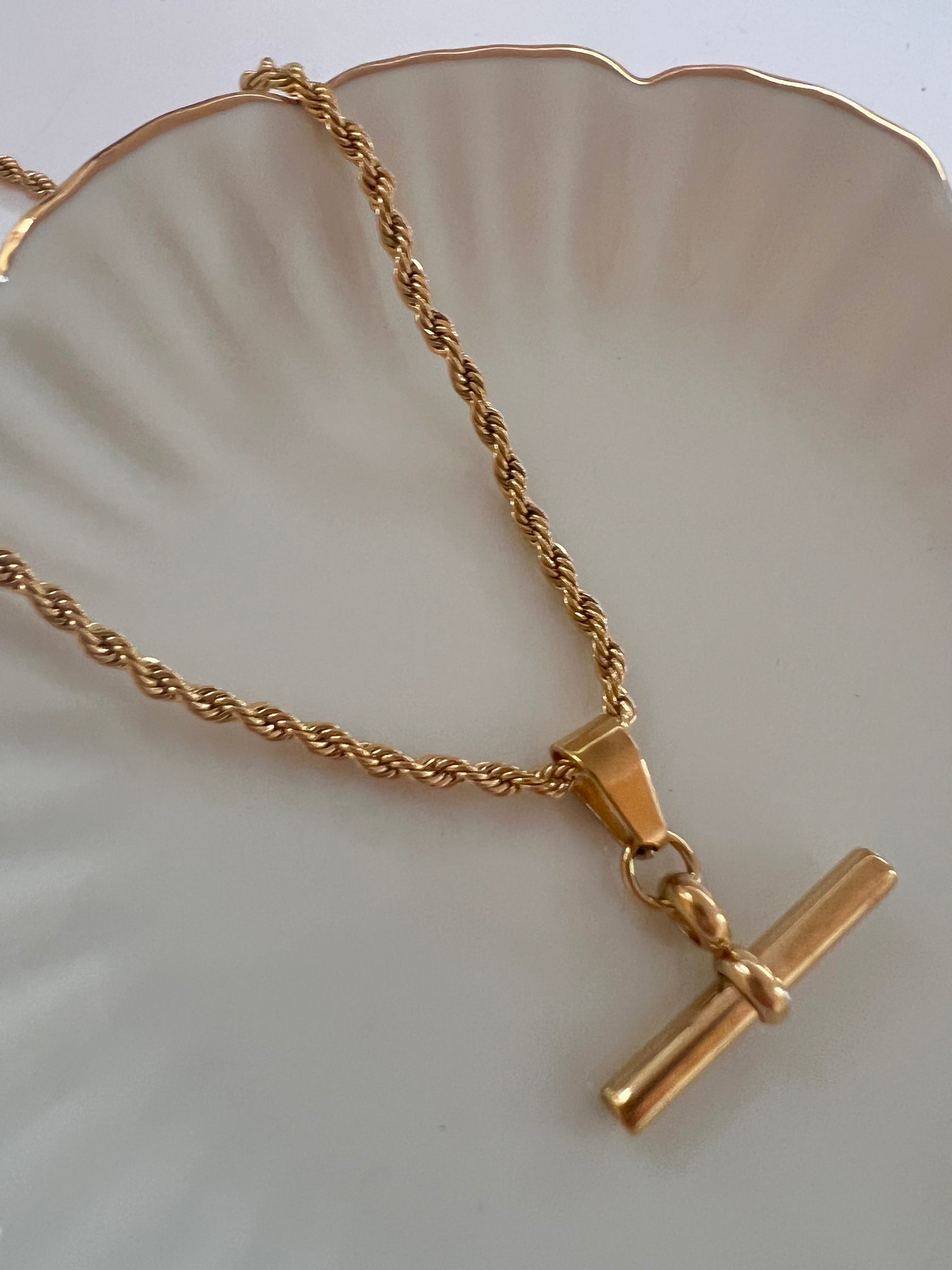 T Bar Twist Chain Necklace-4